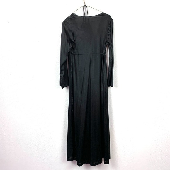 Vintage 1960s Gilead 6996 Black Nylon Long Robe Nightgown Set Size Small - Picture 4 of 8